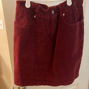 Maroon Corduroy Mini Skirt